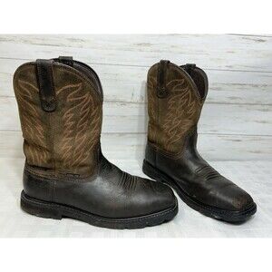 ARIAT Groundbreaker Pull On Steel Toe Brown Western Work Boot Size 11 EE WIDE